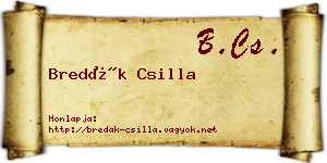 Bredák Csilla névjegykártya